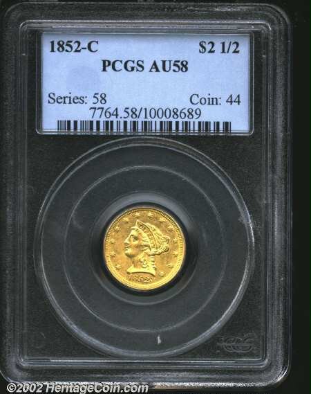 1852 C 2 12 Au58 Pcgs Liberty Quarter Eagles Lot