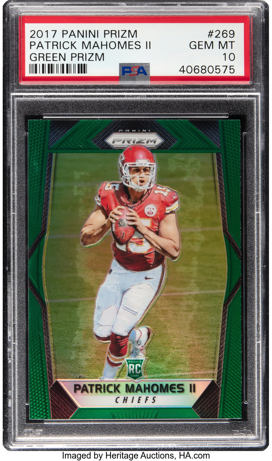 2017 Panini Prizm Patrick Mahomes II (Green Prizm) Rookie #269 PSA Gem Mint 10