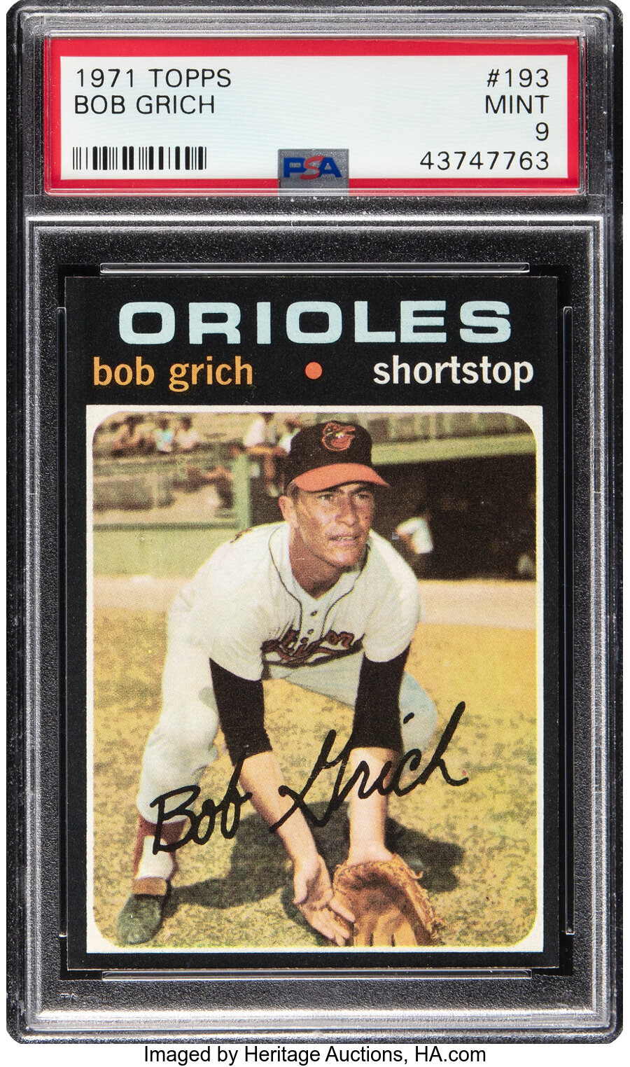 1971 Topps Bob Grich Rookie #193 PSA Mint 9 - Only One Higher!