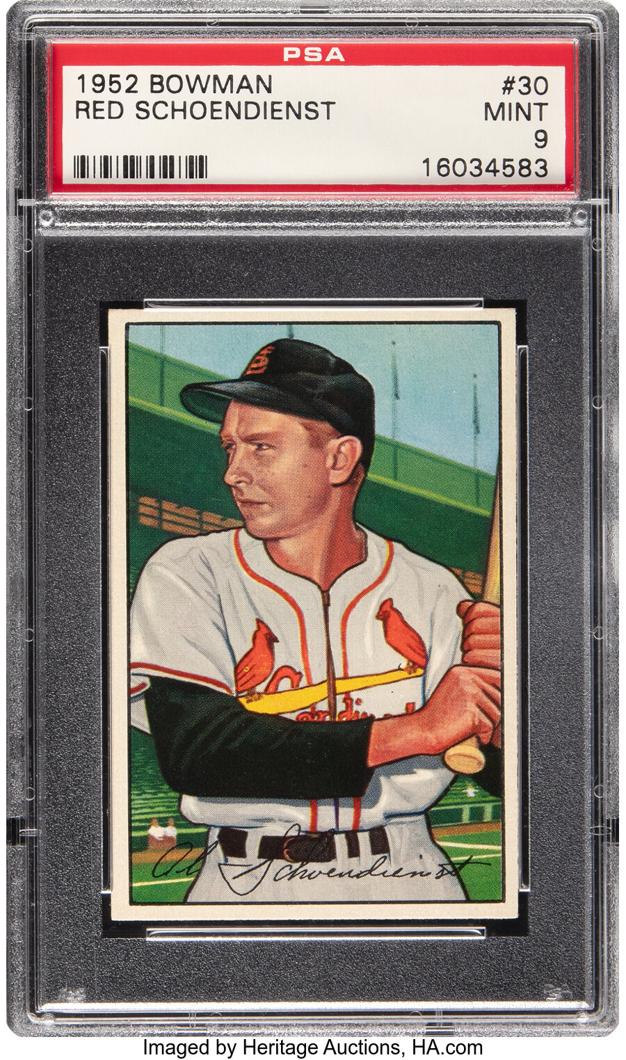 1952 Bowman Red Schoendienst #30 PSA Mint 9 - None Higher!