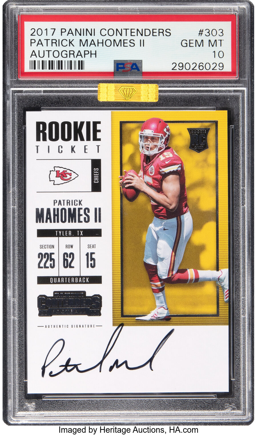 2017 Panini Contenders Patrick Mahomes II (Autograph Rookie) #303 PSA Gem Mint 10