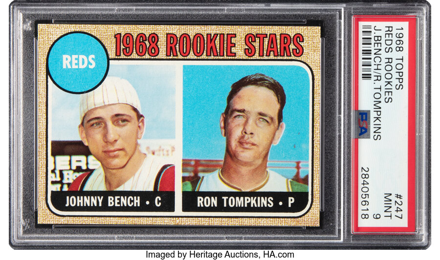 1968 Topps Johnny Bench - Reds Rookie Stars #247 PSA Mint 9