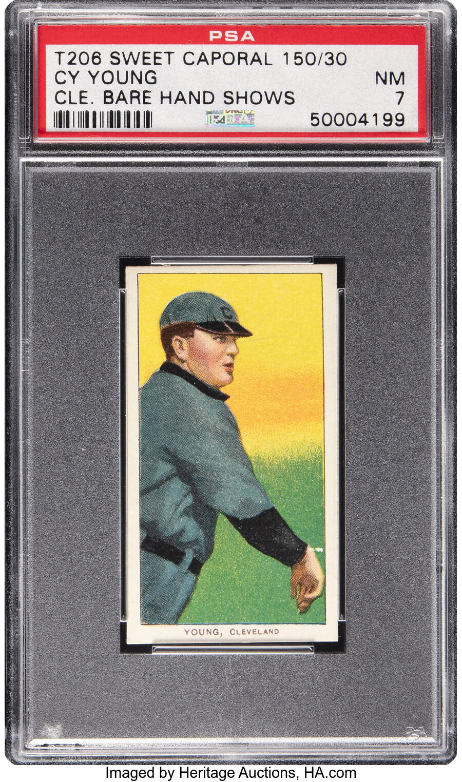 1909-11 T206 Piedmont 150/30 Cy Young (Hand Shows) PSA NM 7 - Pop One, One Higher! - From The Rounders Collection