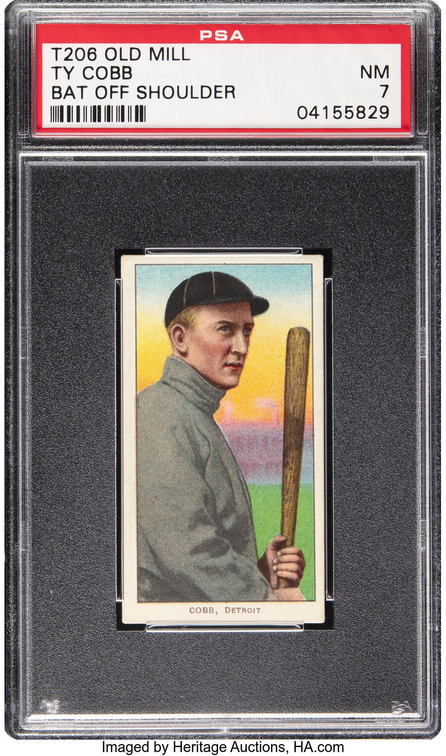 1909-1911 T206 Old Mill Ty Cobb (Bat Off Shoulder) PSA NM 7 - Pop Two, Three Higher. - From The Rounders Collection