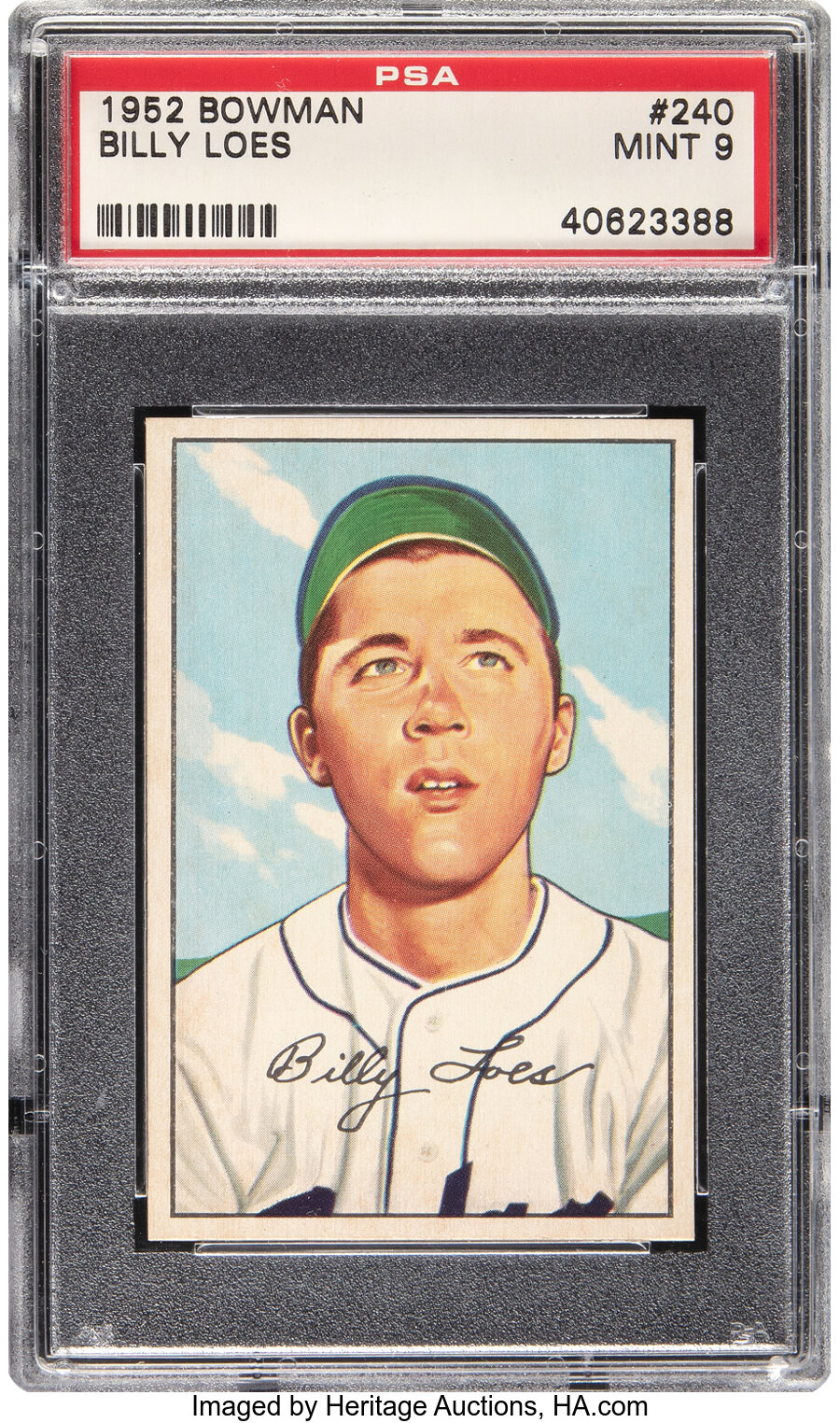 1952 Bowman Billy Loes Rookie #240 PSA Mint 9 - None Higher!