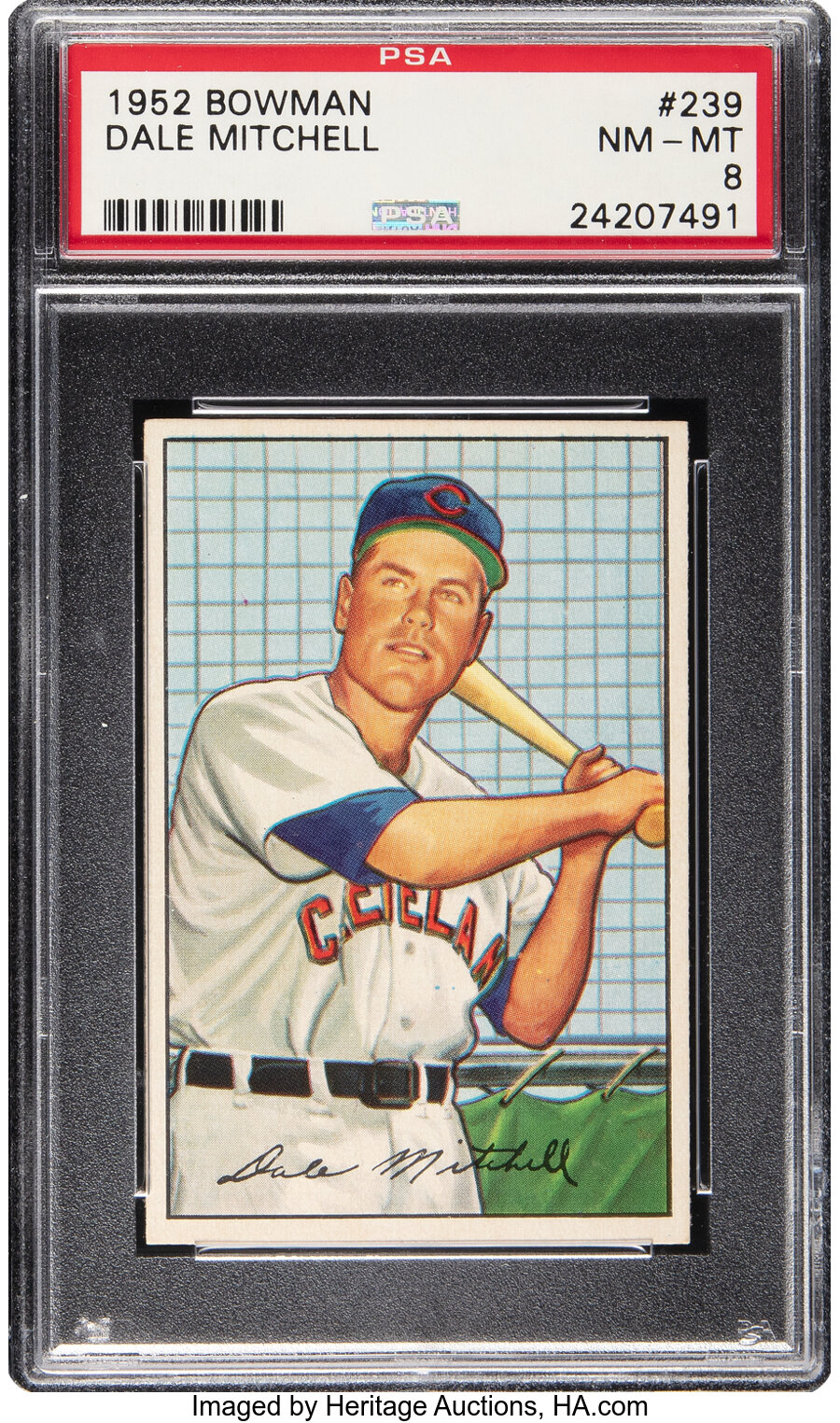 1952 Bowman Dale Mitchell #239 PSA NM-MT 8 - Four Higher!