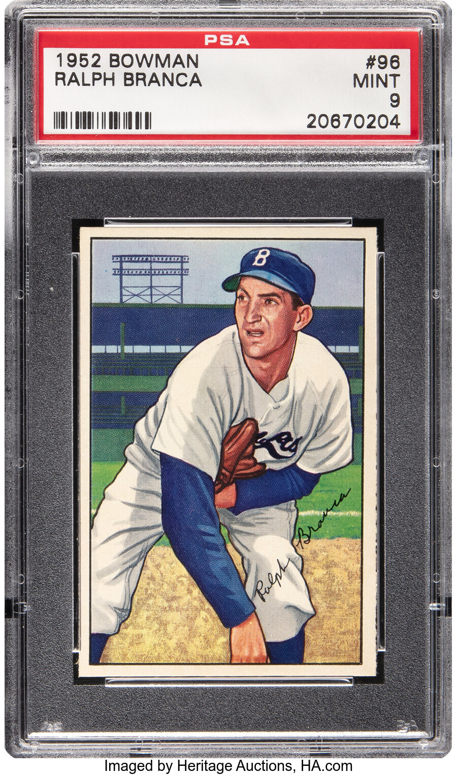 1952 Bowman Ralph Branca #96 PSA Mint 9 - None Higher!