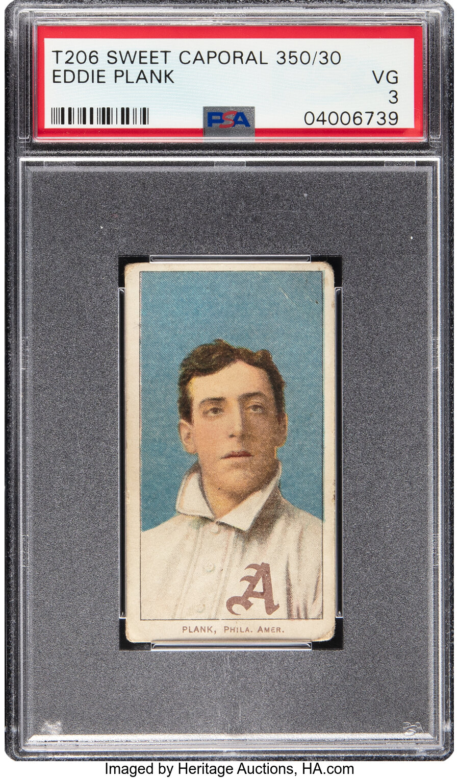 1909-11 T206 Sweet Caporal 350/30 Eddie Plank PSA VG 3 - From The Rounders Collection