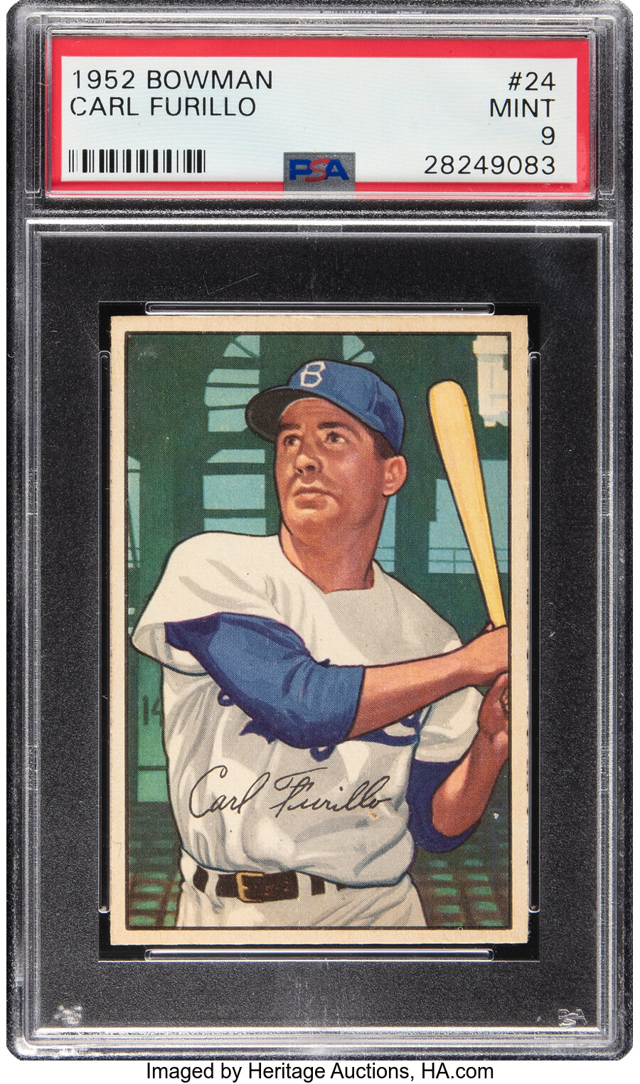 1952 Bowman Carl Furillo #24 PSA Mint 9 - Only One Higher!