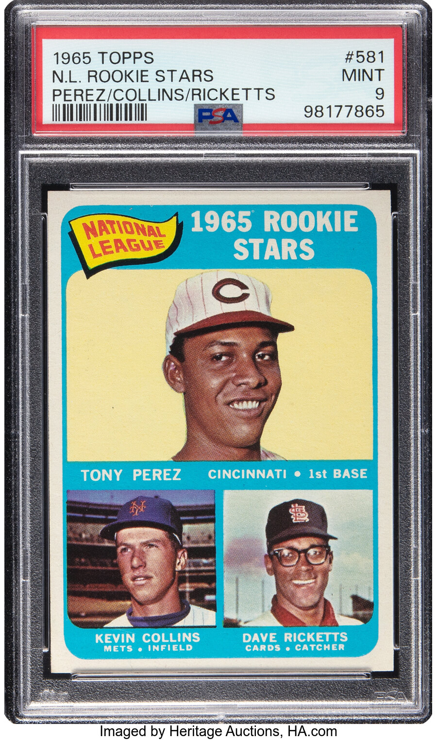 1965 Topps Tony Perez - N.L. Rookie Stars #581 PSA Mint 9