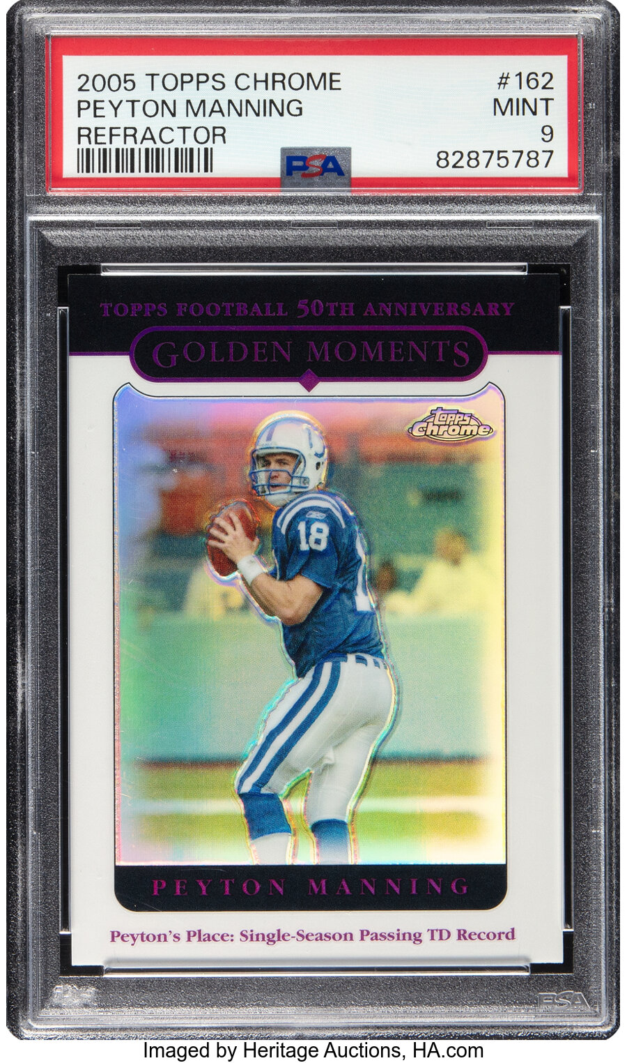 2005 Topps Chrome Peyton Manning (Refractor) #162 PSA Mint 9