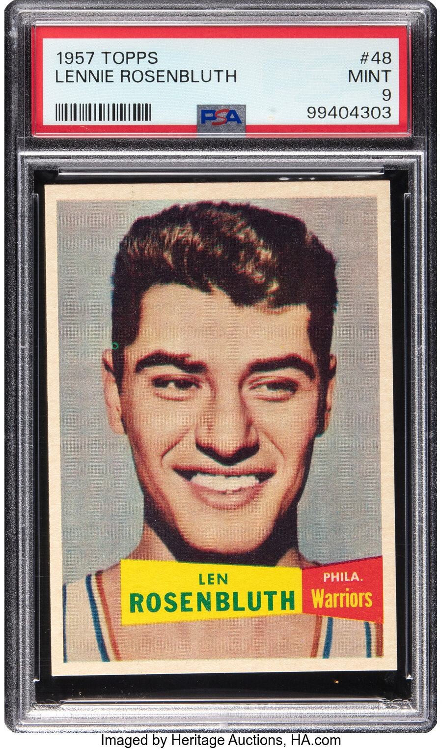 1957 Topps Lennie Rosenbluth Rookie #48 PSA Mint 9 - Pop Four, None Higher!