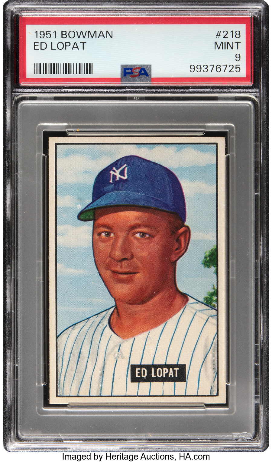 1951 Bowman Ed Lopat #218 PSA Mint 9