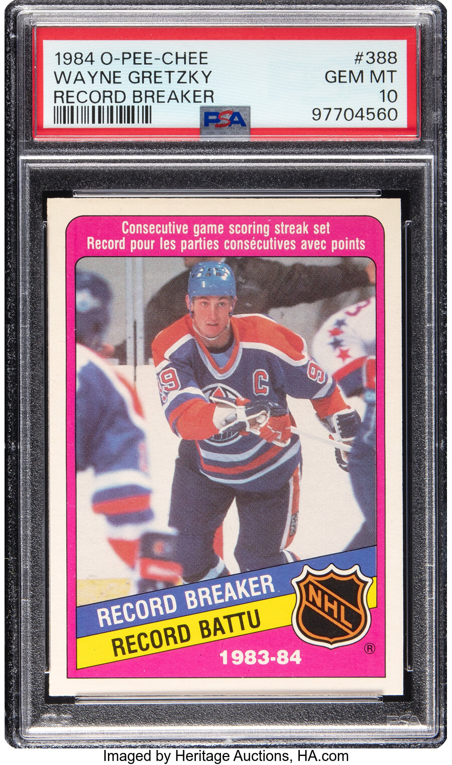 1984 O-Pee-Chee Wayne Gretzky (Record Breaker) #388 PSA Gem Mint 10