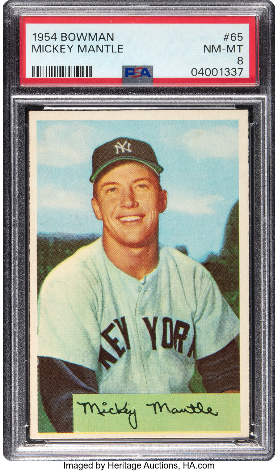 1954 Bowman Mickey Mantle #65 PSA NM-MT 8