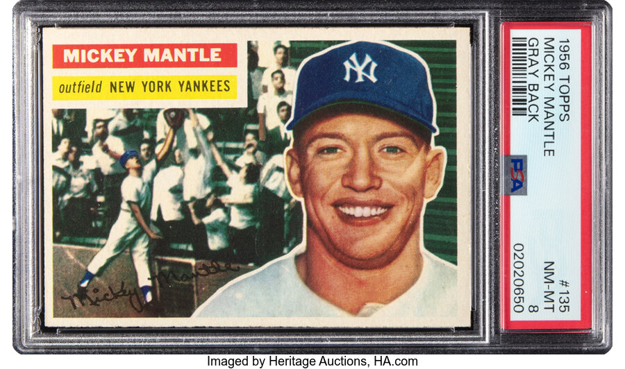 1956 Topps Mickey Mantle (Gray Back) #135 PSA NM-MT 8