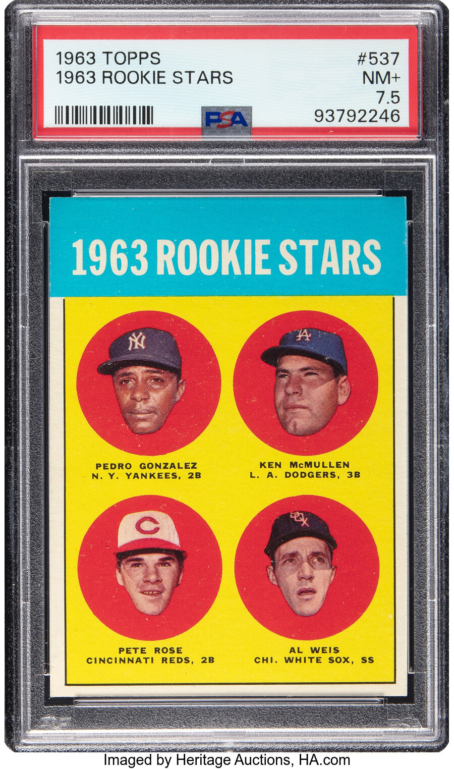 1963 Topps Pete Rose "1963 Rookie Stars" #537 PSA NM+ 7.5