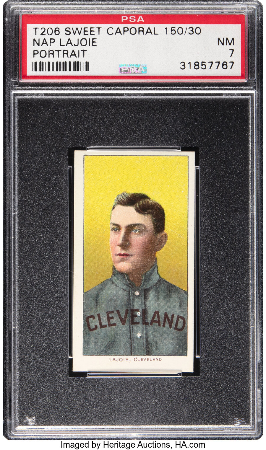 1909-11 T206 Sweet Caporal 150/30 Napoleon Lajoie (Portrait) PSA NM 7 - Pop Two, One Higher! - From The Rounders Collection