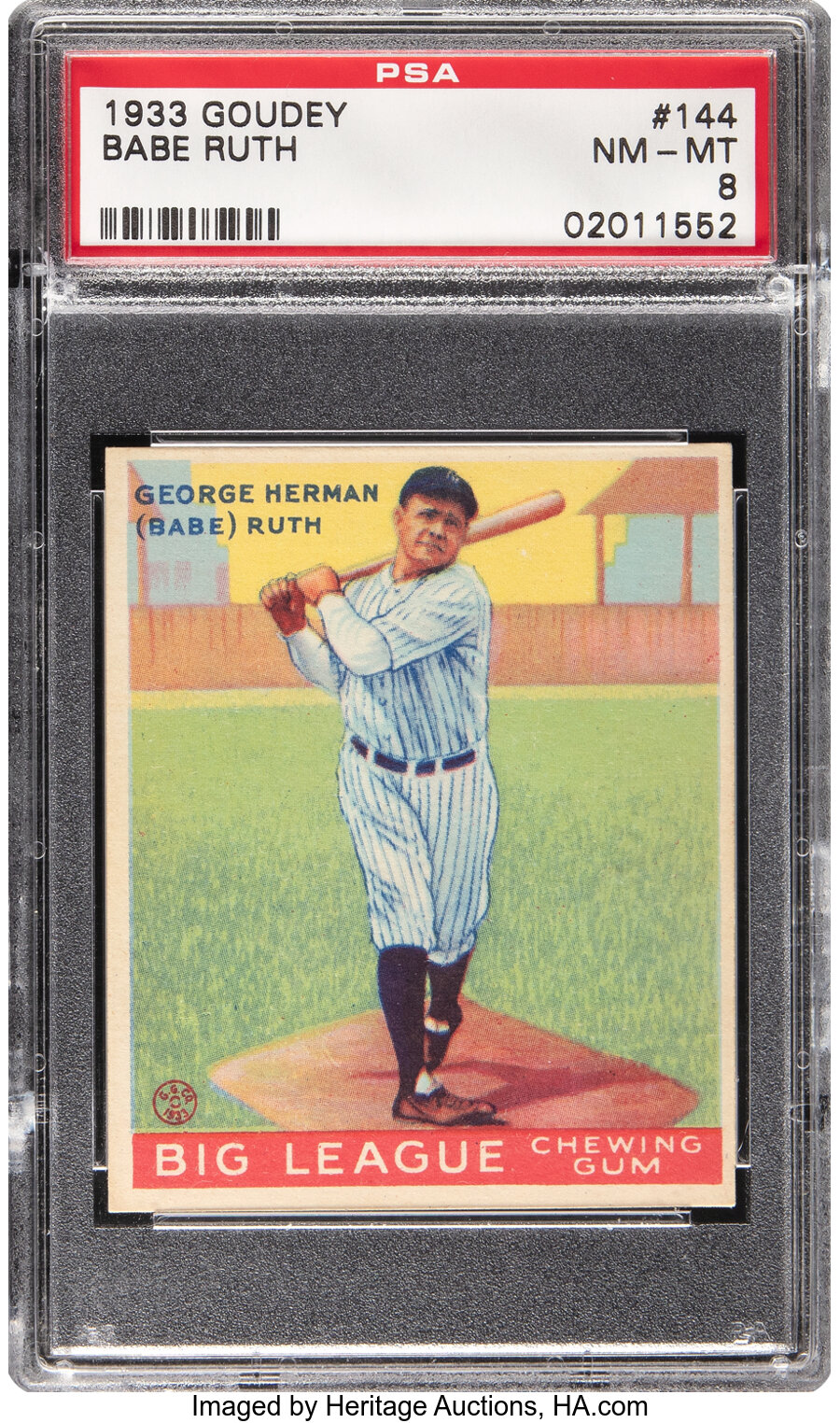 1933 Goudey Babe Ruth #144 PSA NM-MT 8.  - From The Rounders Collection