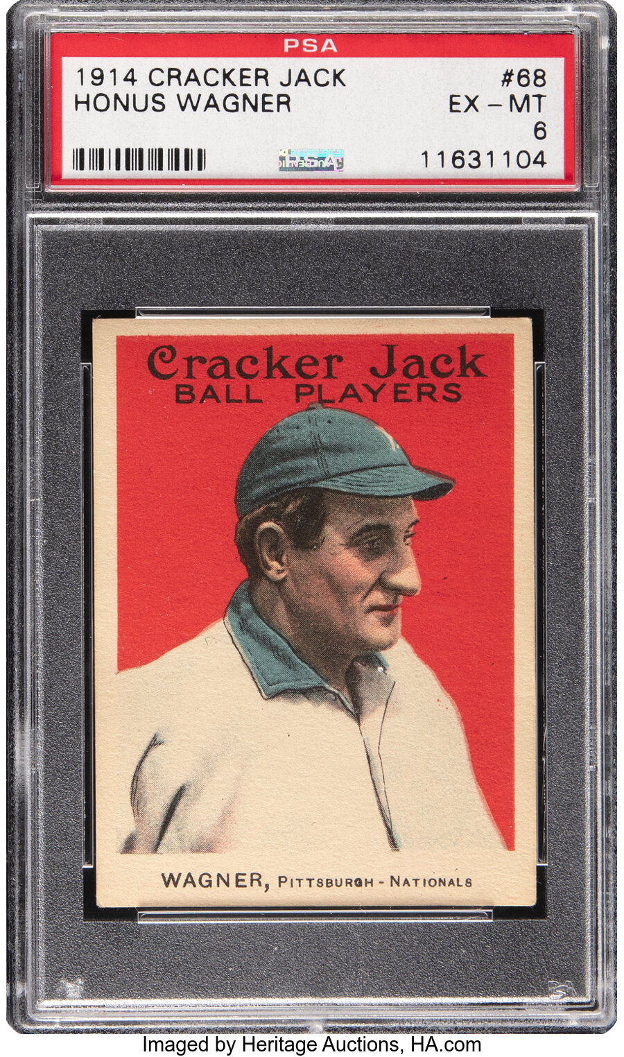 1914 Cracker Jack Honus Wagner #68 PSA EX-MT 6 - Pop Three, None Higher! - From The Rounders Collection