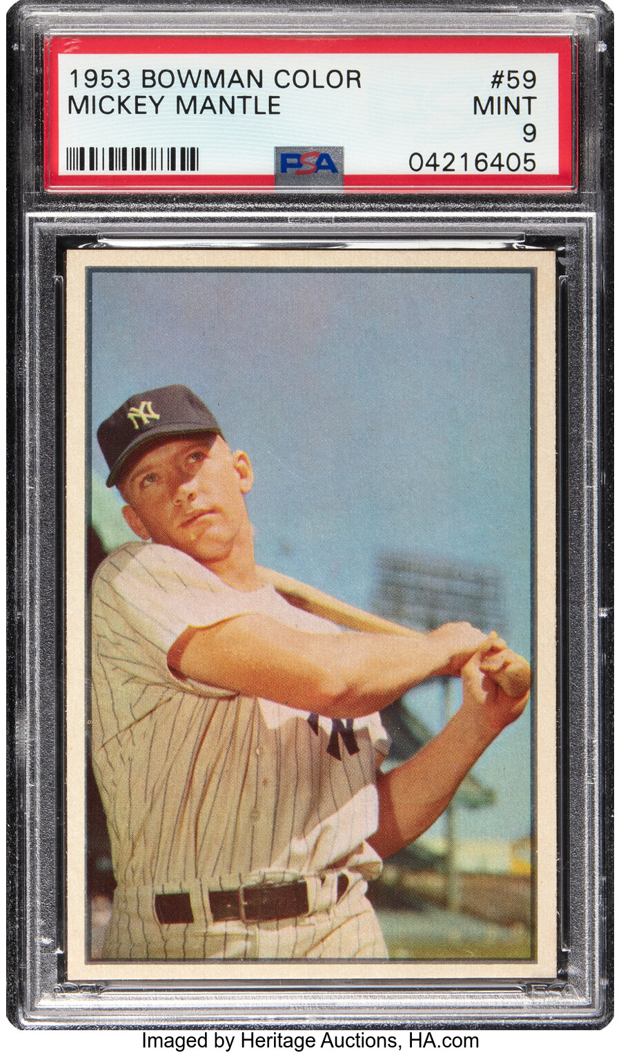 1953 Bowman Color Mickey Mantle #59 PSA Mint 9 - One Higher! - From The Rounders Collection