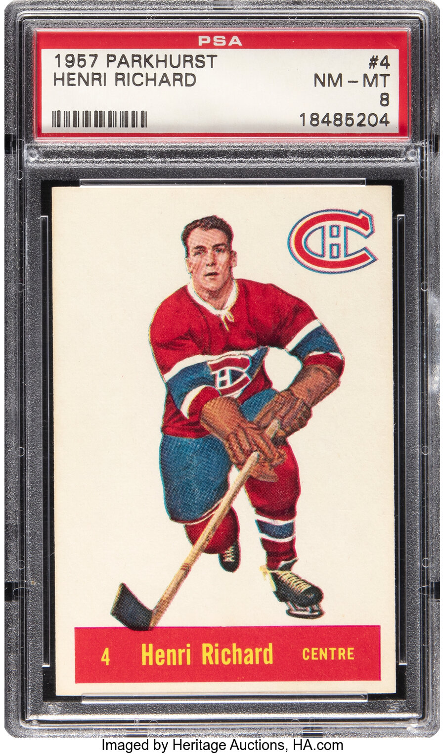 1957 Parkhurst Henri Richard Rookie #4 PSA NM-MT 8