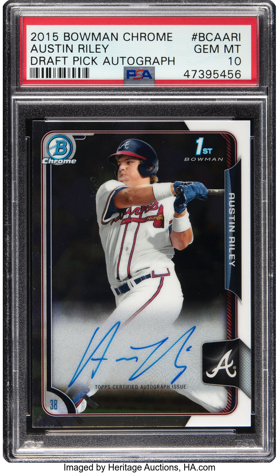 2015 Bowman Chrome Draft Pick Autograph Austin Riley #BCA-ARI PSA Gem Mint 10