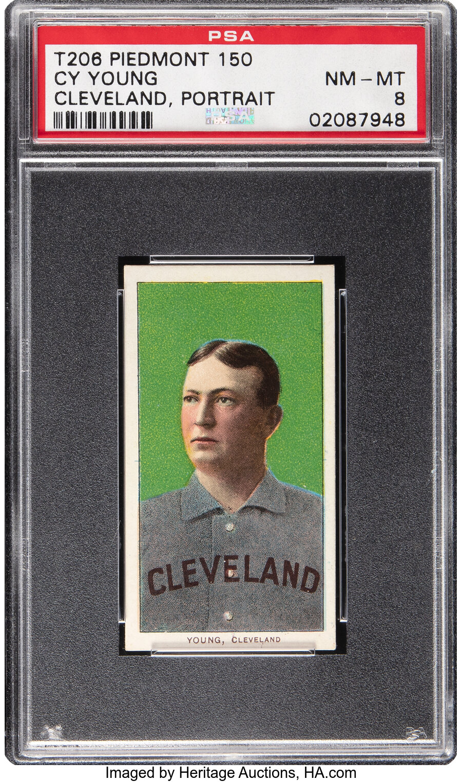 1909-11 T206 Piedmont 150 Cy Young (Portrait) PSA NM-MT 8 - Pop Four, one Higher!  - From The Rounders Collection