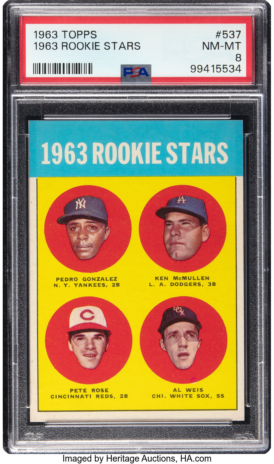 1963 Topps Pete Rose - 1963 Rookie Stars #537 PSA NM-MT 8