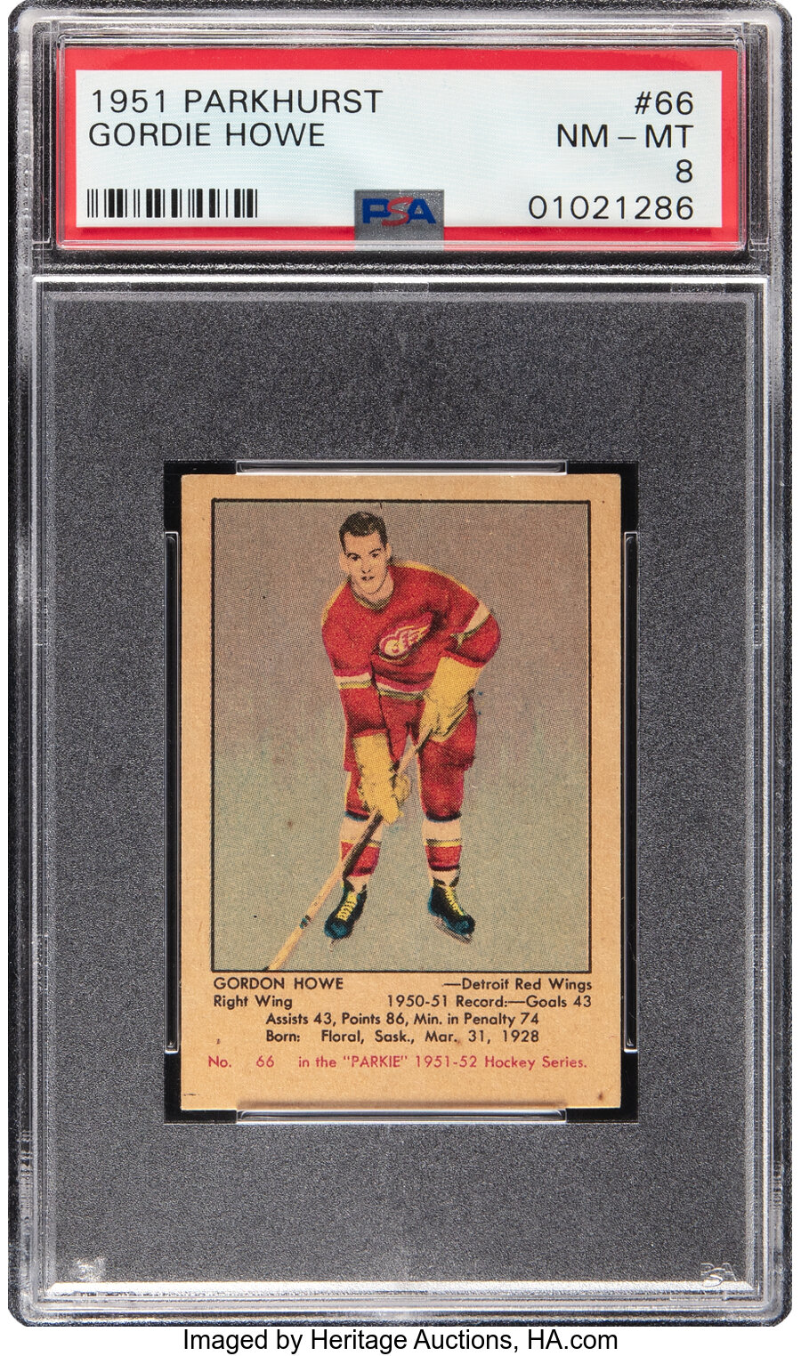 1951 Parkhurst Gordie Howe #66 PSA NM-MT 8