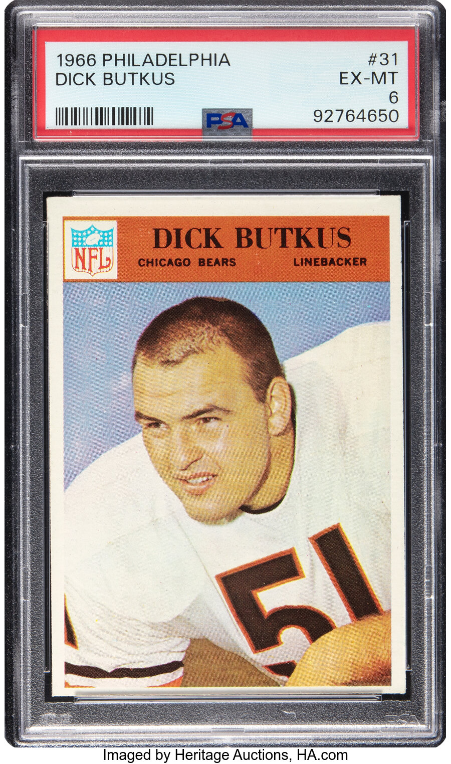 1966 Philadelphia Dick Butkus #31 PSA EX-MT 6