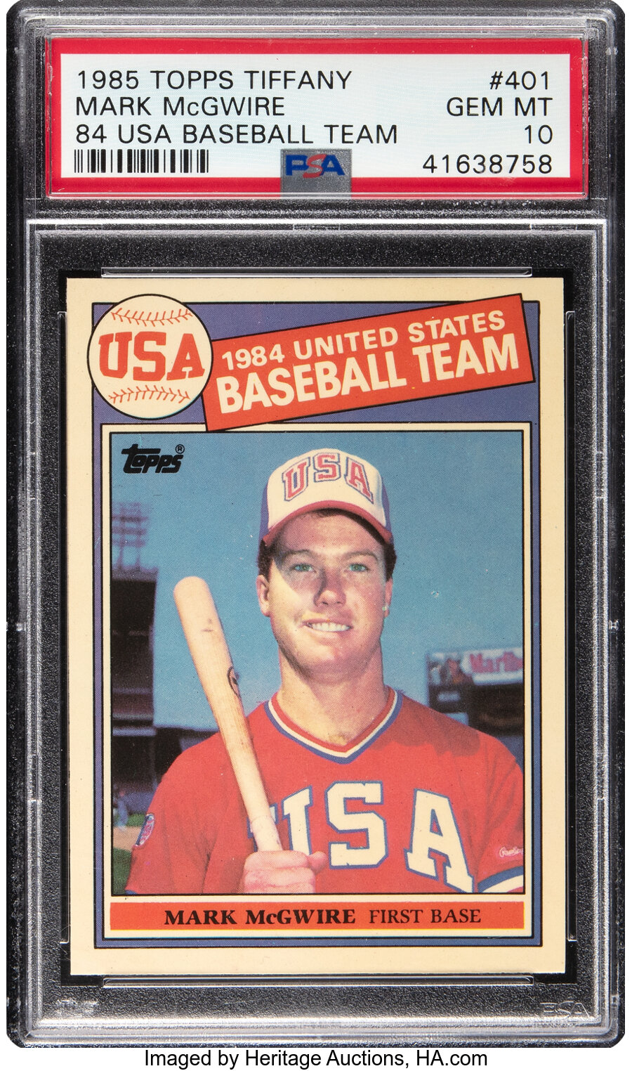 1985 Topps Tiffany Mark McGwire (84 USA Baseball Team) Rookie #401 PSA Gem Mint 10