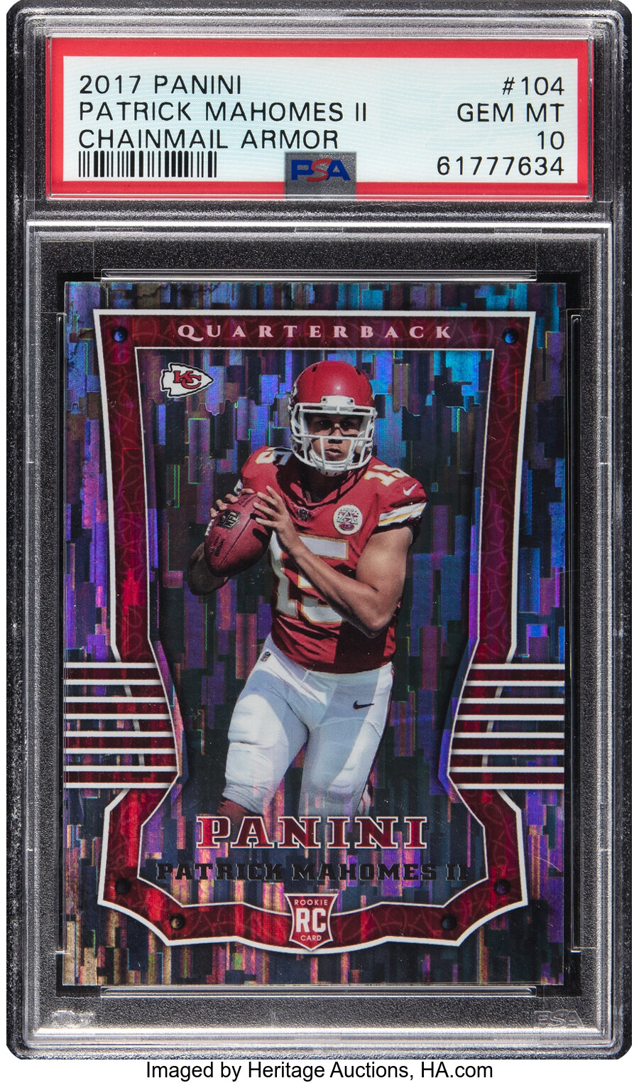 2017 Panini Patrick Mahomes II (Chainmail Armor) Rookie #104 PSA Gem Mint 10