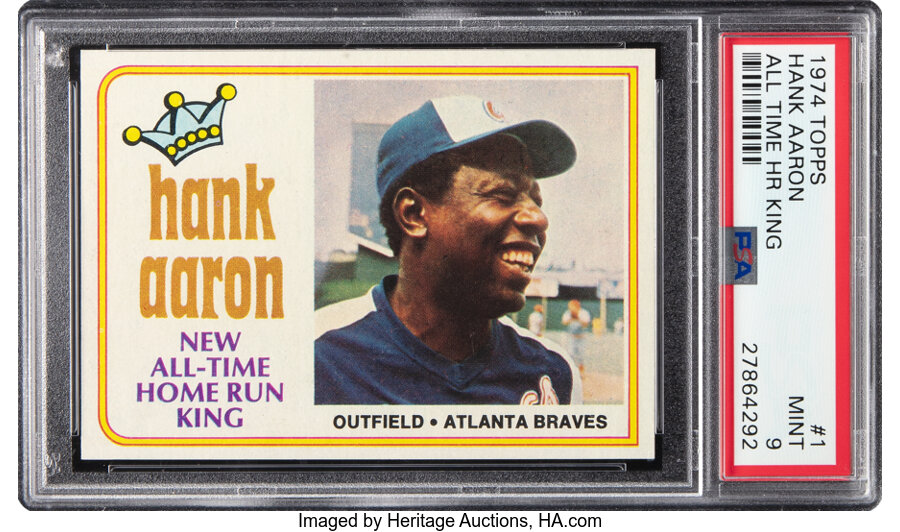 1974 Topps Hank Aaron (All Time Home Run King) #1 PSA Mint 9 - Only One Higher!