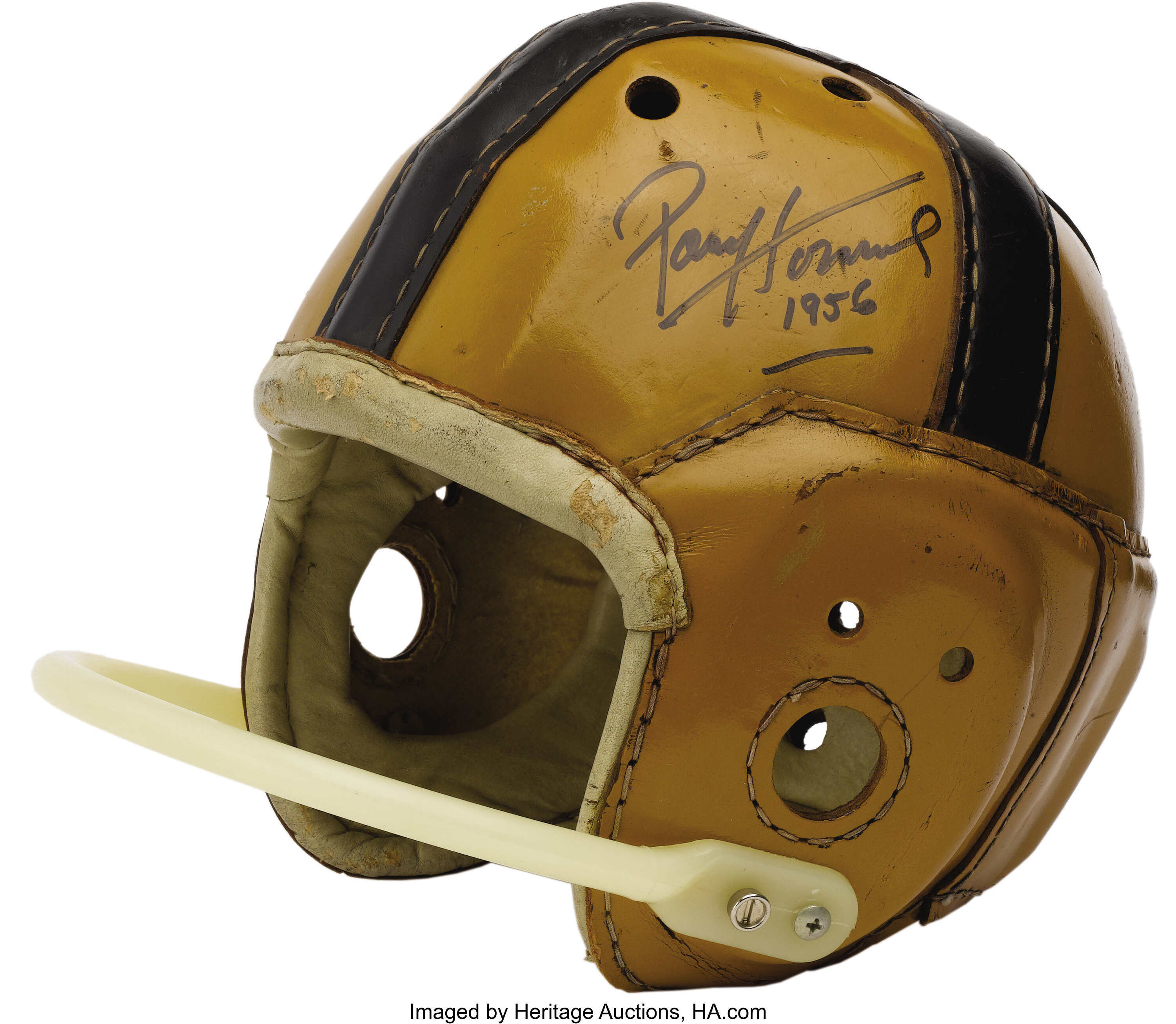 1950's Notre Dame Game Worn Helmet Signed by Paul Hornung. The, Lot #19982