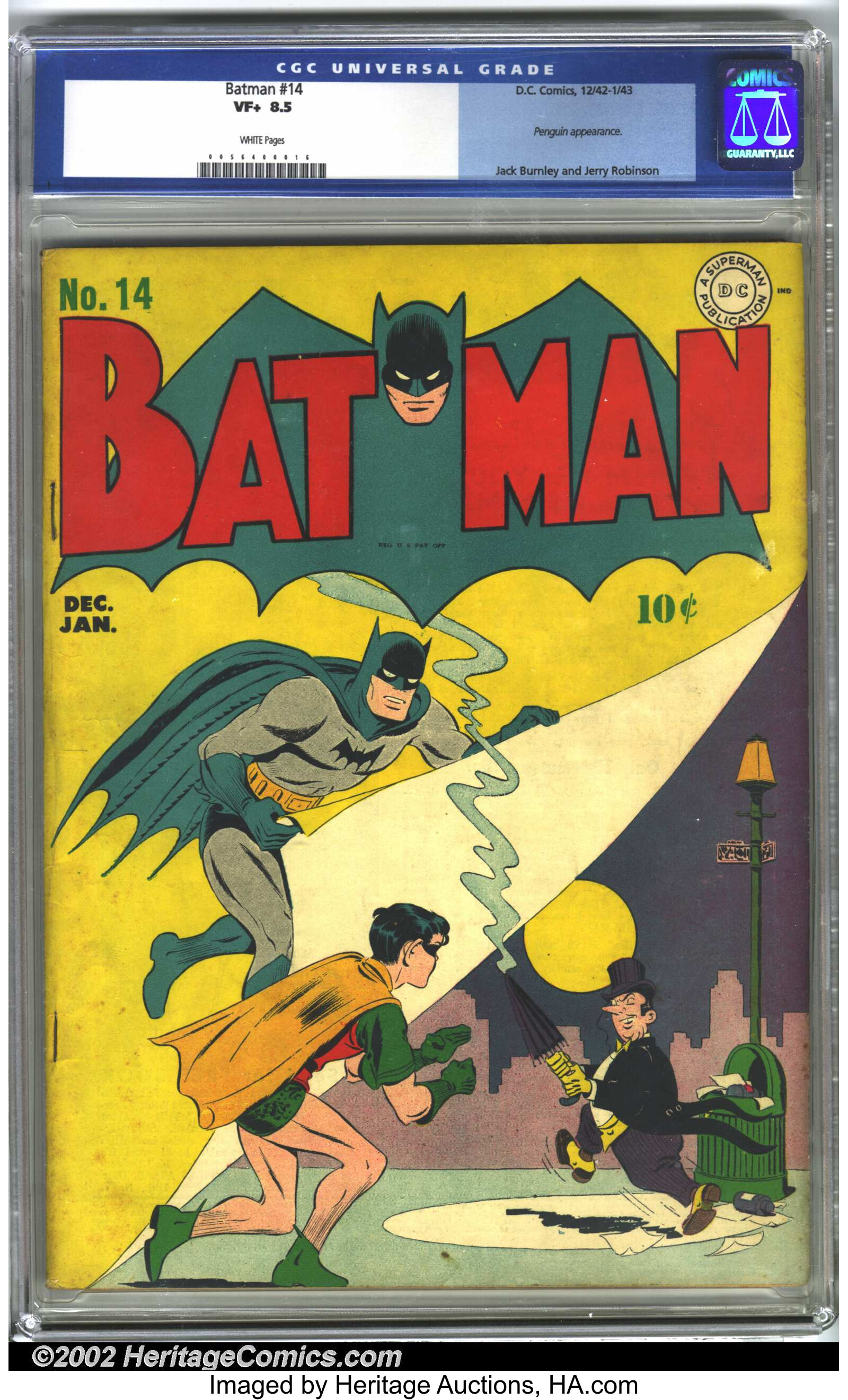 Batman #14 (DC, 1943) CGC VF+  White pages. Batman and Robin look | Lot  #5417 | Heritage Auctions