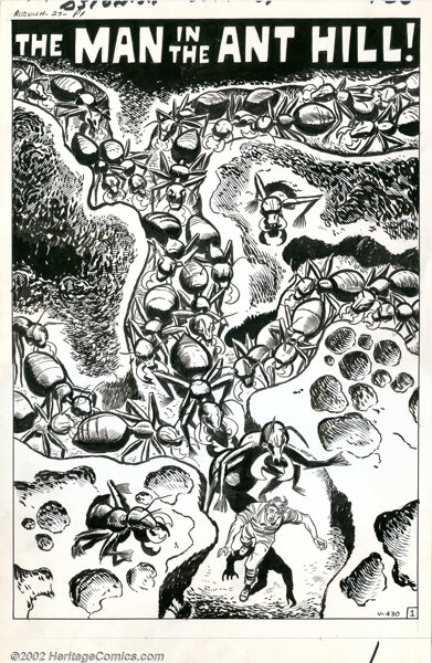 Comic Art For Sale from Coollines Artwork, KIRBY, JACK - Tales To Astonish # 39 pg 1, large size splash fifth Ant-Man issue vs Scarlet Beetle by Comic  Artist(s) Jack Kirby