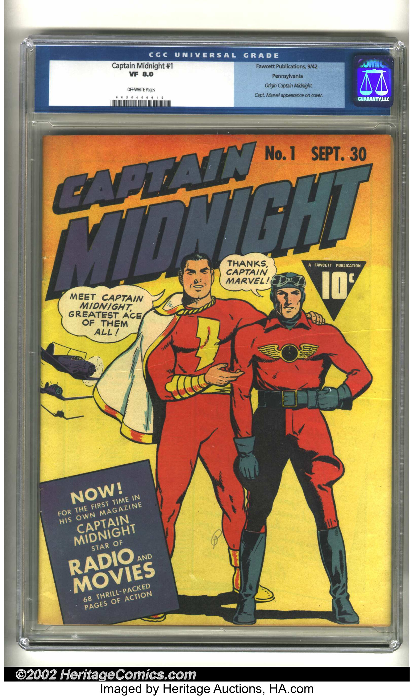 Captain Midnight #1 Pennsylvania pedigree (Fawcett, 1942) CGC VF  | Lot  #6666 | Heritage Auctions