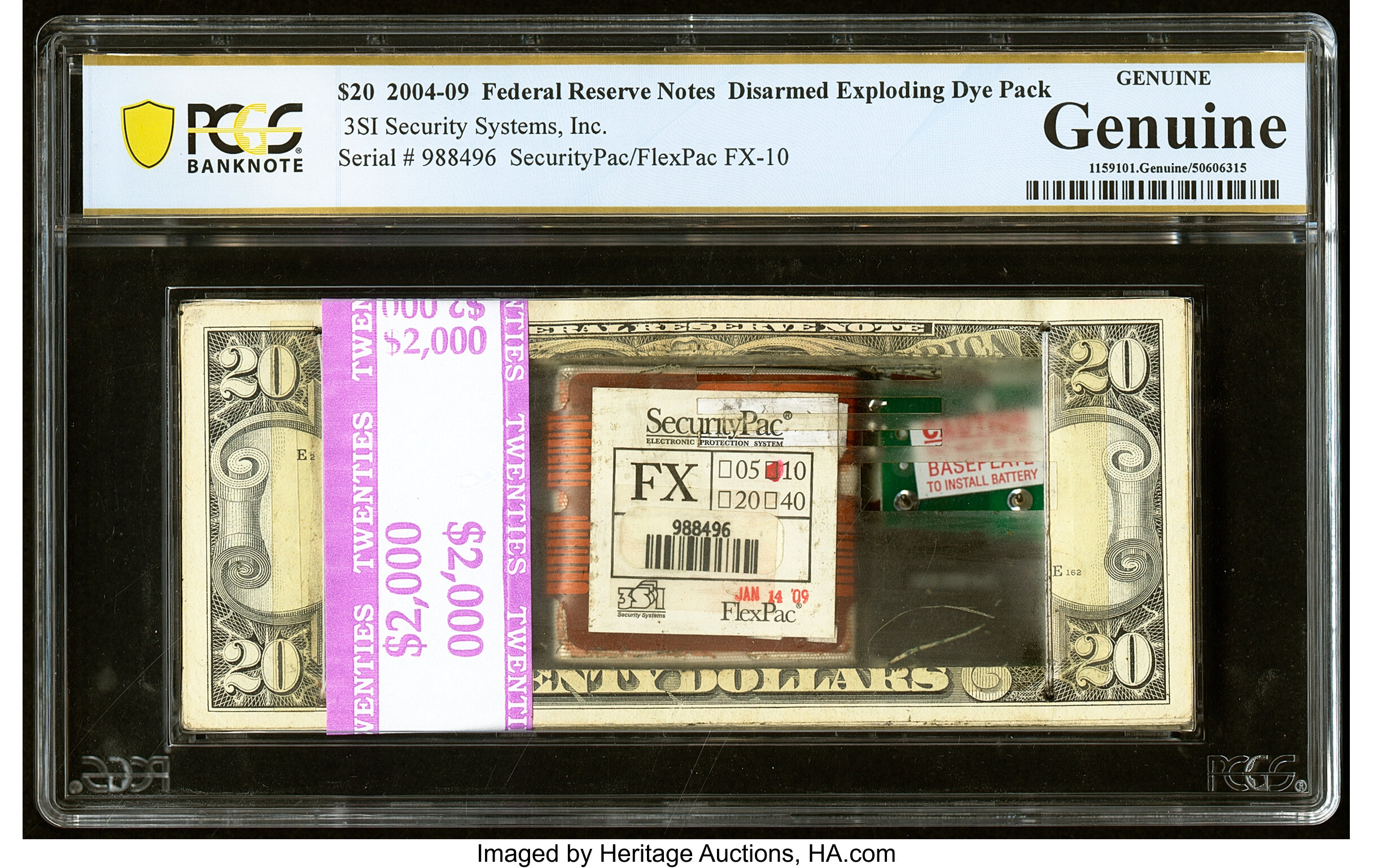 Disarmed $20 Exploding Dye Pack PCGS Banknote Encapsulated | Lot #83100 ...