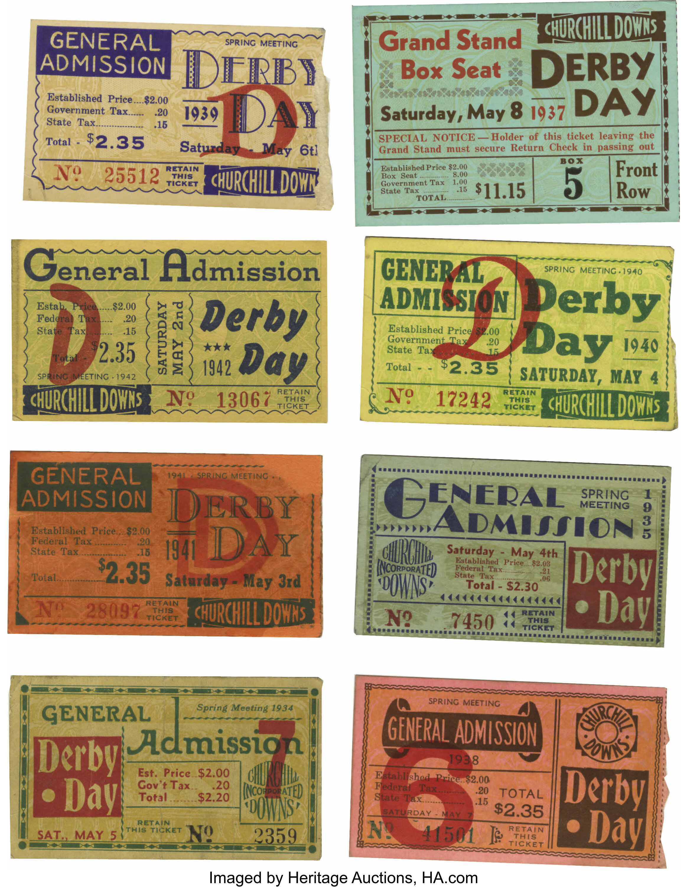 19342005 Kentucky Derby Ticket Stubs Lot of 74. Incredibly Lot