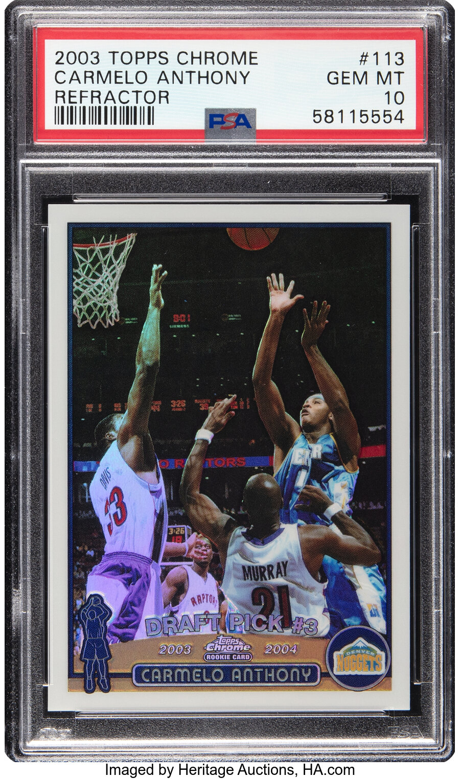 2003 Topps Chrome Carmelo Anthony (Refractor) Rookie #113 PSA Gem Mint 10