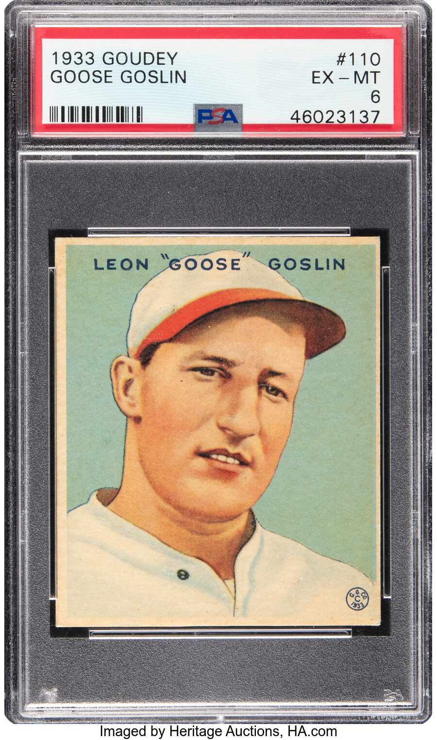 1933 Goudey Goose Goslin Rookie #110 PSA EX-MT 6