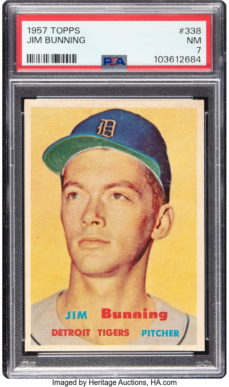 1957 Topps Jim Bunning Rookie #338 PSA NM 7