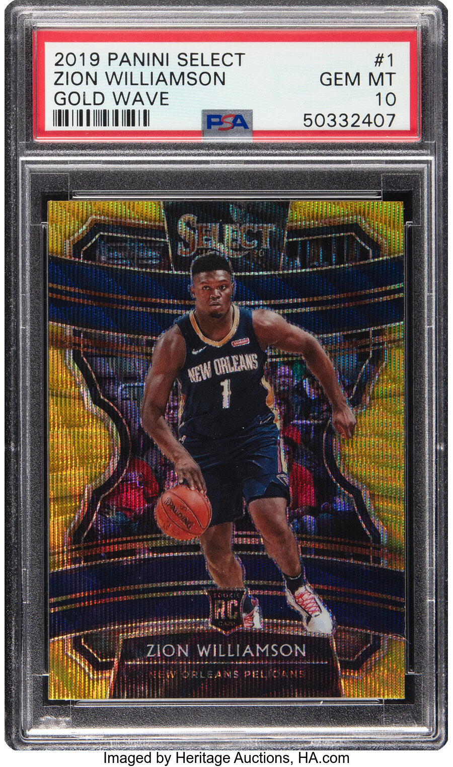 2019 Panini Select Zion Williamson (Gold Wave) #1 PSA Gem Mint 10