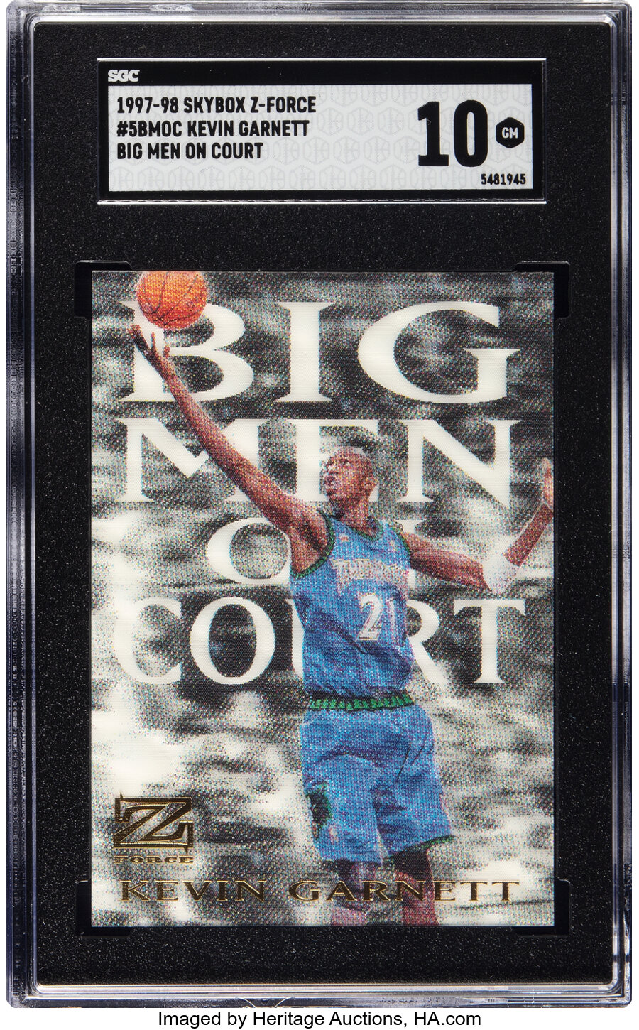 1997 SkyBox Z-Force Kevin Garnett (Big Men On Court) #5BMOC SGC Gem Mint 10