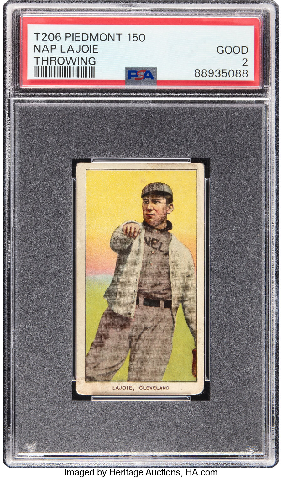 1909-11 T206 Piedmont 150 Napoleon Lajoie (Throwing) PSA Good 2
