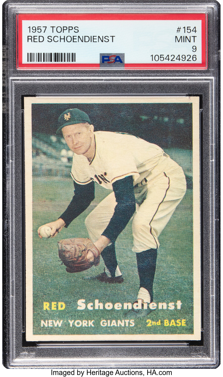 1957 Topps Red Schoendienst #154 PSA Mint 9 - Only One Higher!