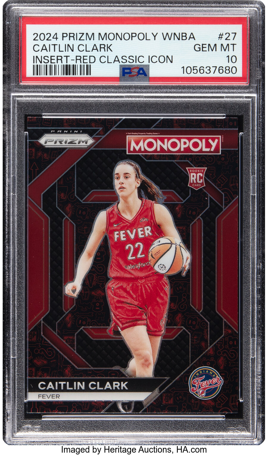 2024 Prizm Monopoly WNBA Caitlin Clark (Insert-Red Classic Icon) Rookie #27 PSA Gem Mint 10