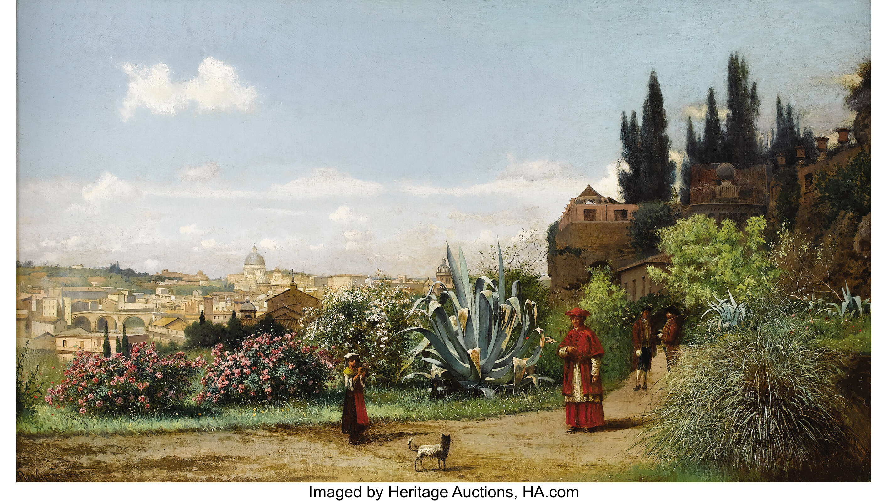 FREDERICO NERLY (Italian 1824-1919). Rome Landscape With Maiden And ...