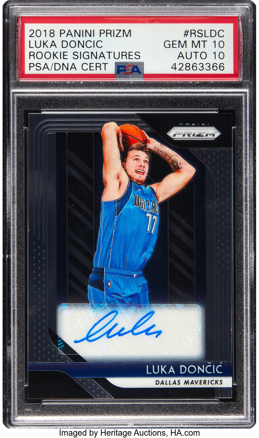 2018 Panini Prizm Luka Doncic (Rookie Signatures) #RSLDC PSA Gem Mint 10, PSA/DNA Auto 10